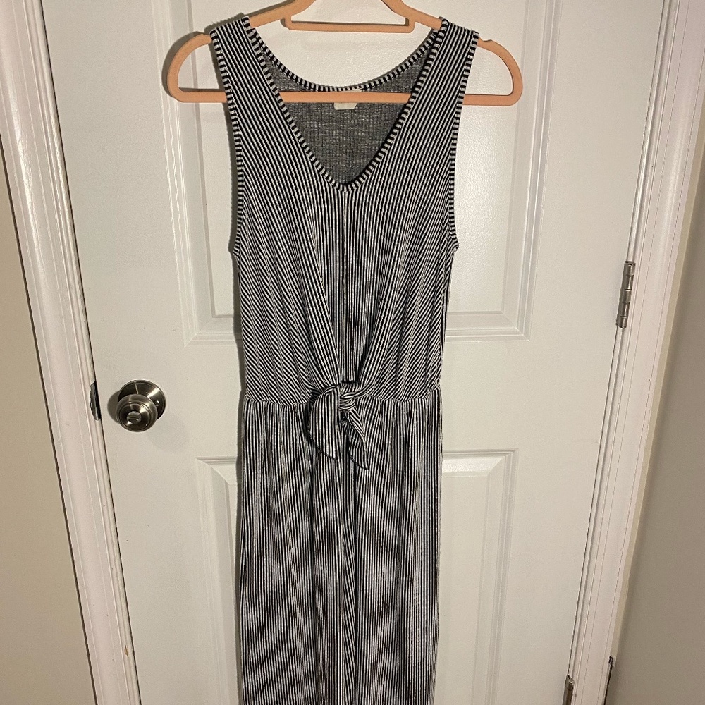 Tie-Waist Striped Jumpsuit